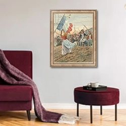 «France - La Marseillaise» в интерьере гостиной в бордовых тонах