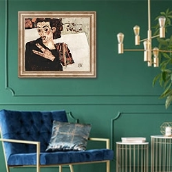 «Автопортрет с черным керамическим сосудом» в интерьере в классическом стиле с зеленой стеной