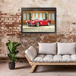 «Ferrari 250 GT SWB California Spyder (open headlights) '1960–63» в интерьере гостиной в стиле лофт над диваном