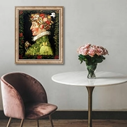 «Spring, from a series depicting the four seasons, 1573» в интерьере в классическом стиле над креслом