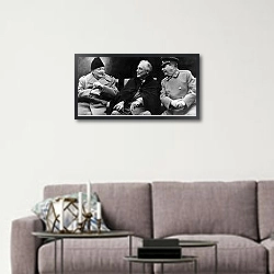 «История в черно-белых фото 823» в интерьере в скандинавском стиле над диваном