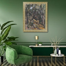 «The Grounds of the Ch?teau Noir» в интерьере гостиной в зеленых тонах