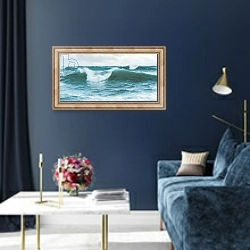 «Crashing waves, 1892» в интерьере в классическом стиле в синих тонах
