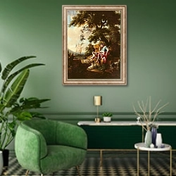 «Jacob's Dream 1» в интерьере гостиной в зеленых тонах