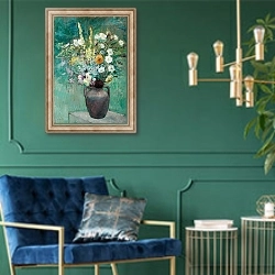 «Vase of Flowers, c. 1913-1914» в интерьере в классическом стиле с зеленой стеной
