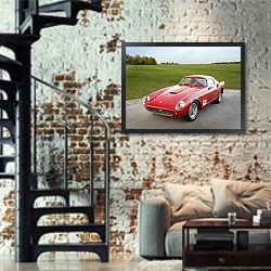 «Ferrari 250 GT Berlinetta Tour de France '1958» в интерьере двухярусной гостиной в стиле лофт с кирпичной стеной