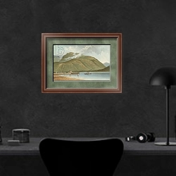 «Ben Nevis, from Corpach» в интерьере кабинета в черных цветах над столом