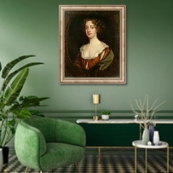 «Aphra Behn» в интерьере гостиной в зеленых тонах