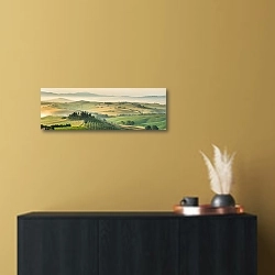 «Италия, Тоскана. Утренняя панорама» в интерьере современной квартиры над комодом