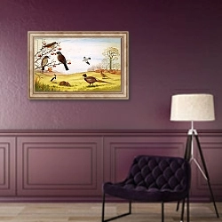 «Unidentified countryside birds montage including pheasant» в интерьере в классическом стиле в фиолетовых тонах