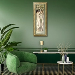 «Caryatids» в интерьере гостиной в зеленых тонах