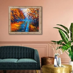 «Осенний парк 2» в интерьере классической гостиной над диваном