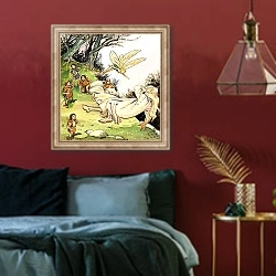 «Peter Pan and Wendy 27» в интерьере спальни с акцентной стеной