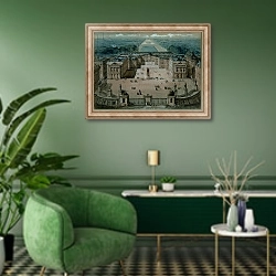 «View of Versailles» в интерьере гостиной в зеленых тонах