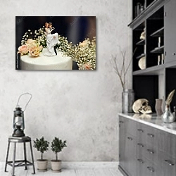 «Свадебный торт с фигурками» в интерьере современной кухни в серых тонах