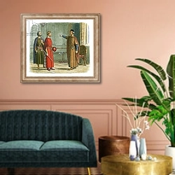 «King Edward I threatens the lord marshal» в интерьере классической гостиной над диваном