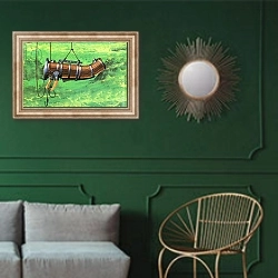 «John Lethbridge's diving suit» в интерьере классической гостиной с зеленой стеной над диваном