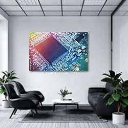 «Электронный чип» в интерьере холла офиса в светлых тонах