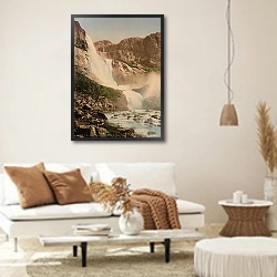 «Норвегия. Одда, водопад Skjeggedalsfos» в интерьере светлой гостиной в стиле ретро