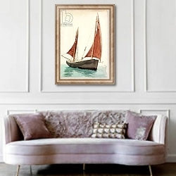 «Fishing Boat» в интерьере гостиной в классическом стиле над диваном
