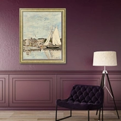 «Trouville, voiliers dans le Port» в интерьере в классическом стиле в фиолетовых тонах