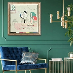 «Couple Embracing» в интерьере в классическом стиле с зеленой стеной