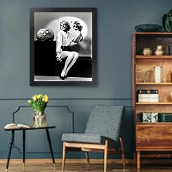 «Carroll, Nancy 14» в интерьере гостиной в стиле ретро в серых тонах