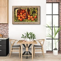 «Basket of Apples,» в интерьере кухни с кирпичными стенами над столом