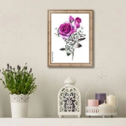 «Пурпурная роза с серыми листьями» в интерьере в стиле прованс с лавандой и свечами