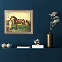 «Hadji, an Arabian Stallion, 1853» в интерьере в классическом стиле в синих тонах