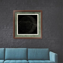 «An original theory or new hypothesis of the universe, Plate XIII» в интерьере в стиле лофт с черной кирпичной стеной