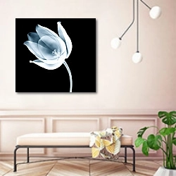 «Рентгеновское изображение тюльпана на черном» в интерьере современной прихожей в розовых тонах