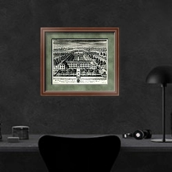 «Bromley College in Kent» в интерьере кабинета в черных цветах над столом