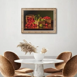 «Still Life with Basket of Plums» в интерьере кухни над кофейным столиком