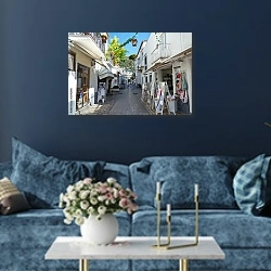 «Италия. Остров Капри. Анакапри » в интерьере современной гостиной в синем цвете