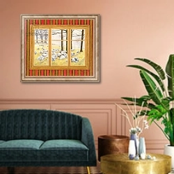 «The Sheep Window» в интерьере классической гостиной над диваном