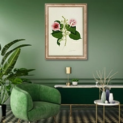 «Argyreia» в интерьере гостиной в зеленых тонах