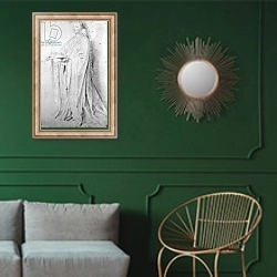 «Joanna the Mad, Queen of Spain» в интерьере классической гостиной с зеленой стеной над диваном