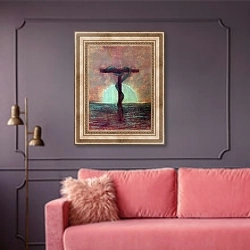 «Видение» в интерьере гостиной с розовым диваном