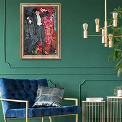 «Portrait of the Producer Vsevolod Emilievich Meyerhold 1916» в интерьере в классическом стиле с зеленой стеной