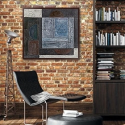 «Dravos, 2006» в интерьере кабинета в стиле лофт с кирпичными стенами