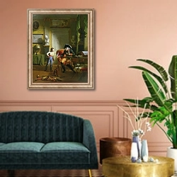 «Frederick II the Great with his grandnephew Frederick Wiliam III, 1814» в интерьере классической гостиной над диваном