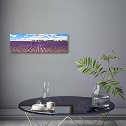«Франция, Прованс. Панорама лавандового поля» в интерьере современной гостиной в серых тонах