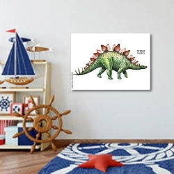 «Акварельный стегозавр» в интерьере детской комнаты для мальчика в морской тематике