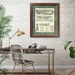 «Акведуки» в интерьере кабинета с кирпичными стенами над столом