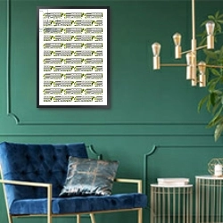 «Modernist Library» в интерьере классической гостиной с зеленой стеной над диваном