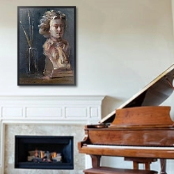 «Bust of Beethoven with Paint Brushes» в интерьере спальни с акцентной стеной