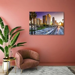 «Догои с Лос-Анджелесе, Калифорния, США» в интерьере современной гостиной в розовых тонах