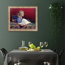 «Still Life with Head of Voltaire» в интерьере столовой в зеленых тонах