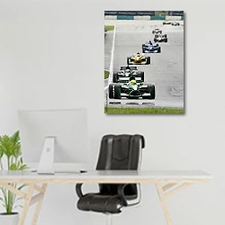 «А1 Гран При. Прогревочный круг» в интерьере офиса над рабочим местом